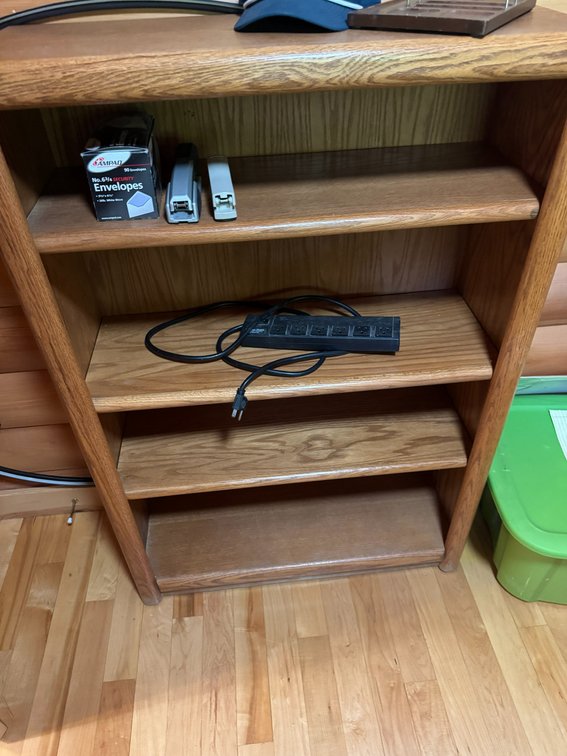 Wooden Shelf with Contents