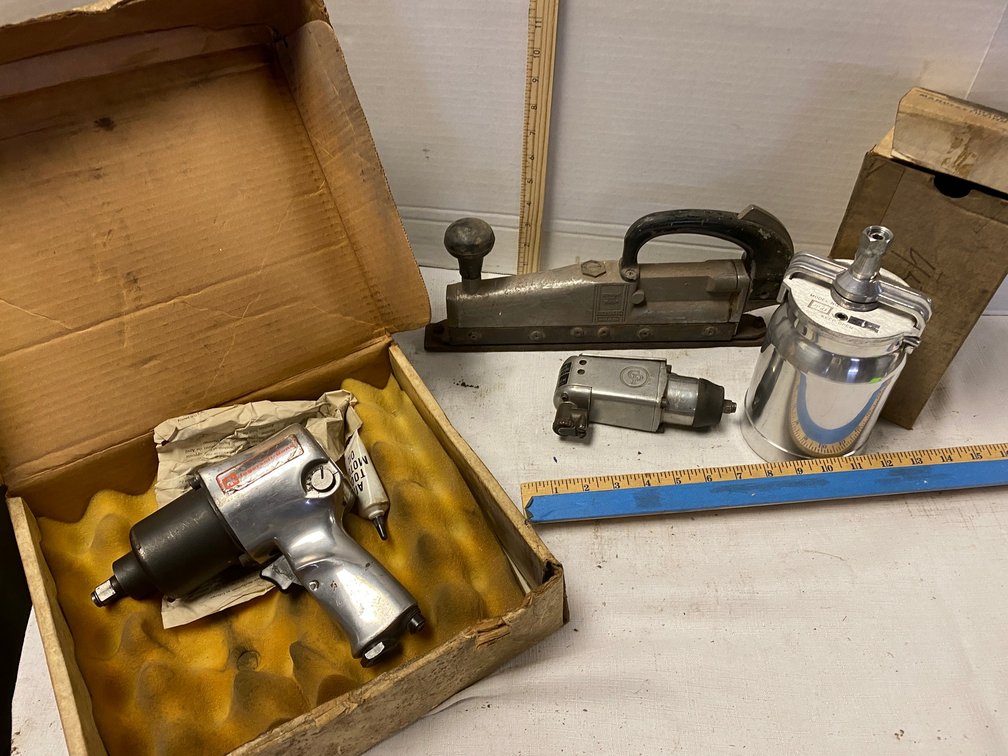 Ingersoll Rand 1/2 inch Drive  Air Impact Wrench, Straight Line Sander 3/8 Drive Air Rachet, Sharpe Spray Gun-Tank ONLY
