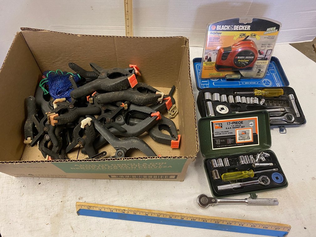 2-Socket Sets, Black and Decker Auto Tape, Squeeze Clamps