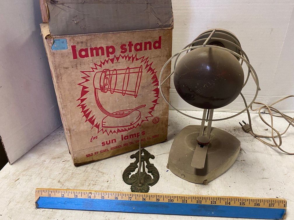Vintage Sun Lamp Lamp Stand, Receipt Holder