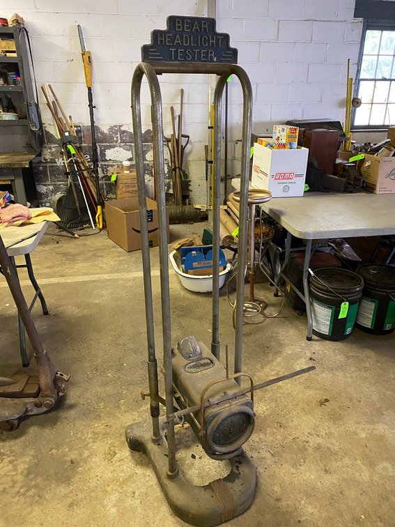 Vintage Bear Headlight Tester on a Cast Iron Rolling Stand
