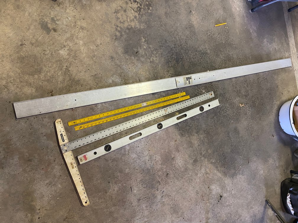 Straight Edge, 4 Foot Level, 4 Foot T Square, 2-Metal Yard Sticks