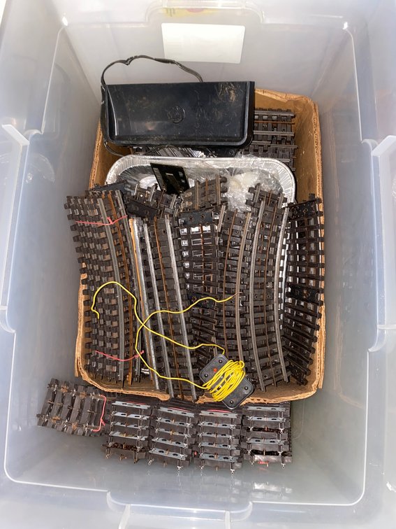 Large Collection Lionel Super Track, Tub with Large Selection of Lionel Super Track Super 0 Track