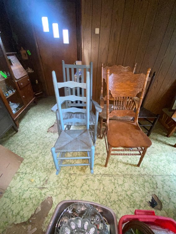 Woven Seat Ladder Back Rocking Chair, Rocking chair, 1-Ladder back chair, 2 Other Chairs