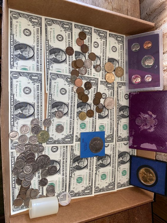 16 Dollar Bills from 1963, Wheat Pennies, Dimes 1960's