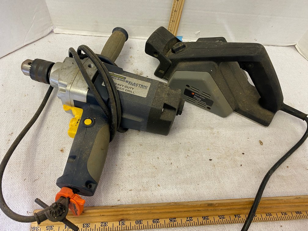 Black and Decker Planer 3 1/4 inch Width Capacity, Chicago 1/2 inch Drill