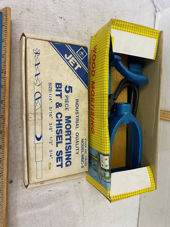 Wood Mortising Attachment, 5 piece Mortising Bit and Chisel Set