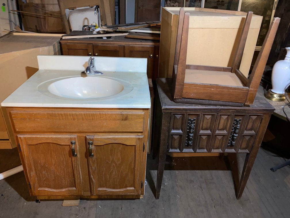 Various Cabinets, Counter Top Sink, End Tables and More