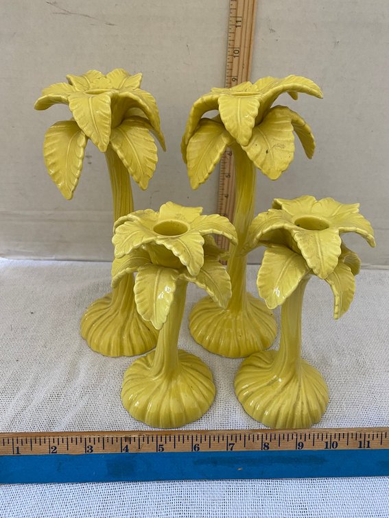 Matching Set of 4 Palm Tree Candle Sticks
