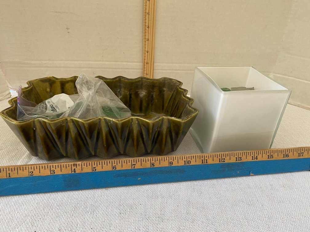 Green Ceramic Planter that is Signed on bottom