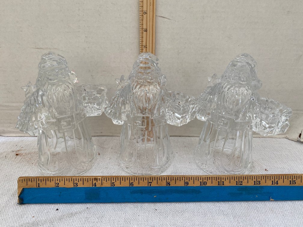 Collection of 3 Matching Santa Candle Stick Holders