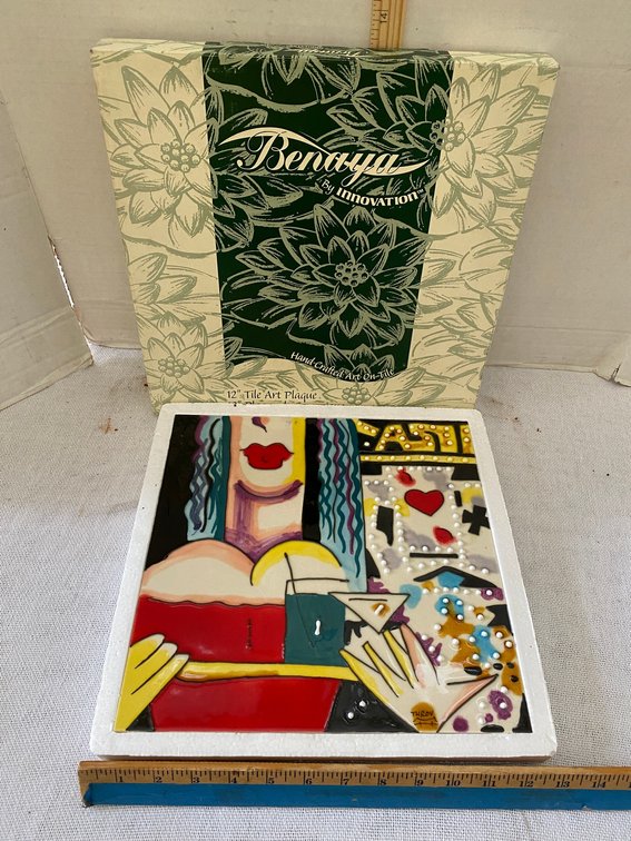 12 Inch Square hand Crafted Art on Tile