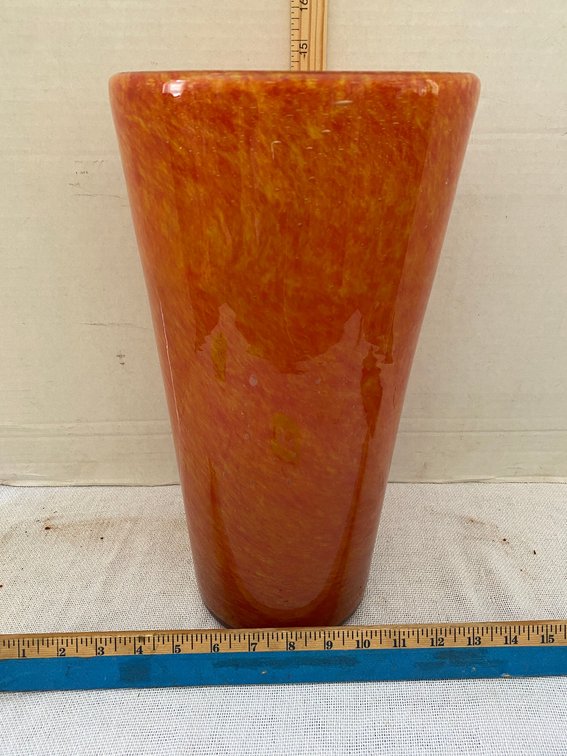 Orange Glass Vase by Crate and Barrel