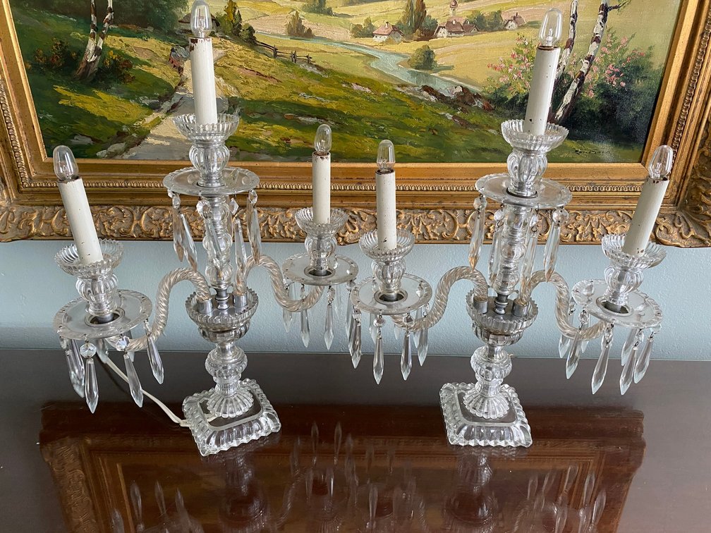 Pair of Electrified Candelabras Each with 3 Lights