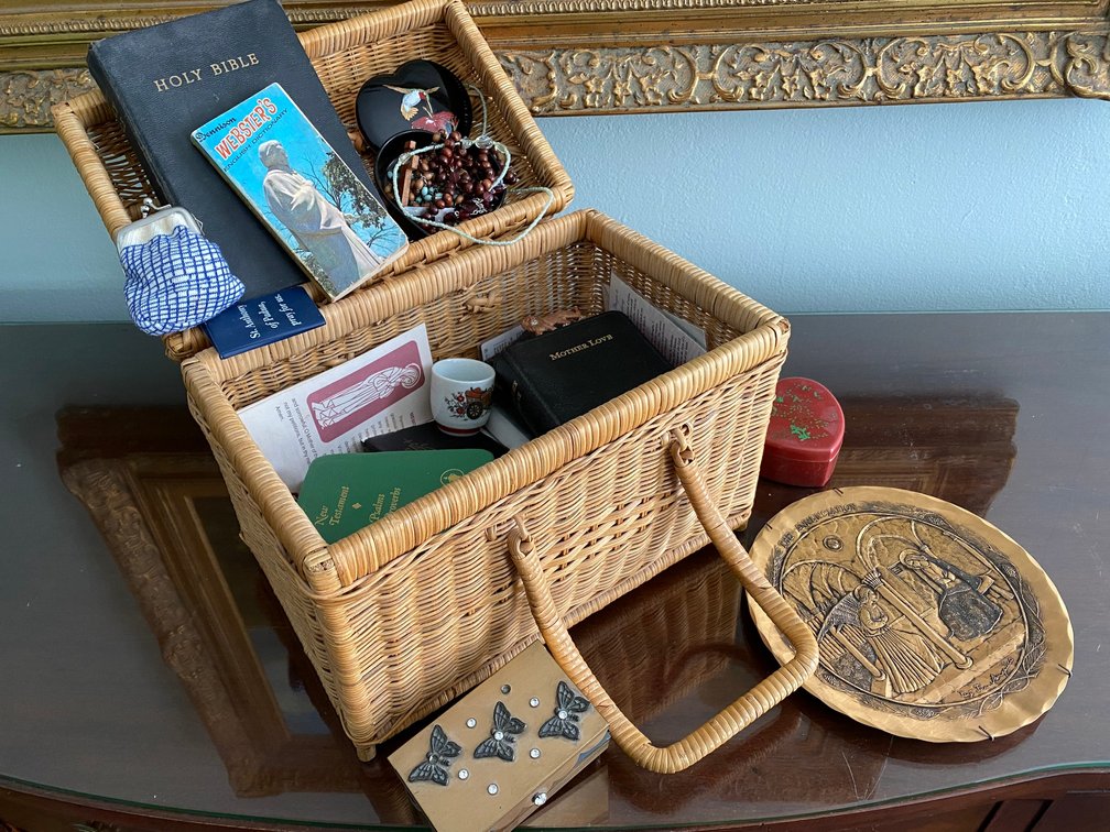 Wicker Basket Full of Religious Items
