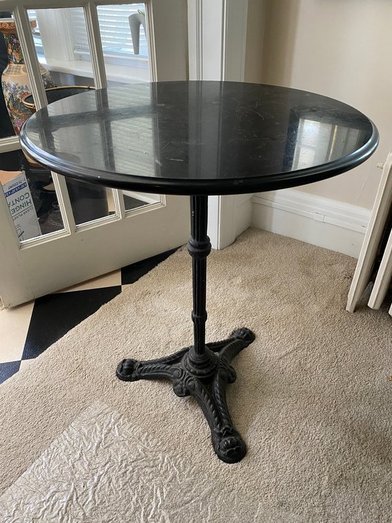 Side Table with Round Top, Black cast iron Base