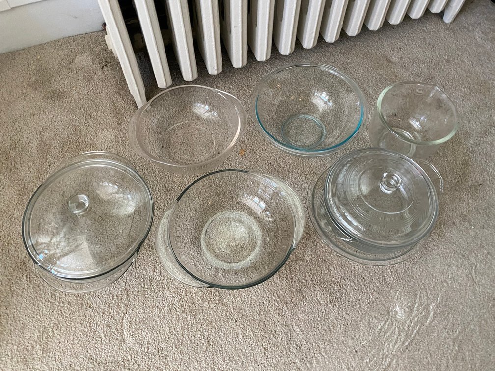 Anchor Hocking and Pyrex Glass Bowls, Some with Lids