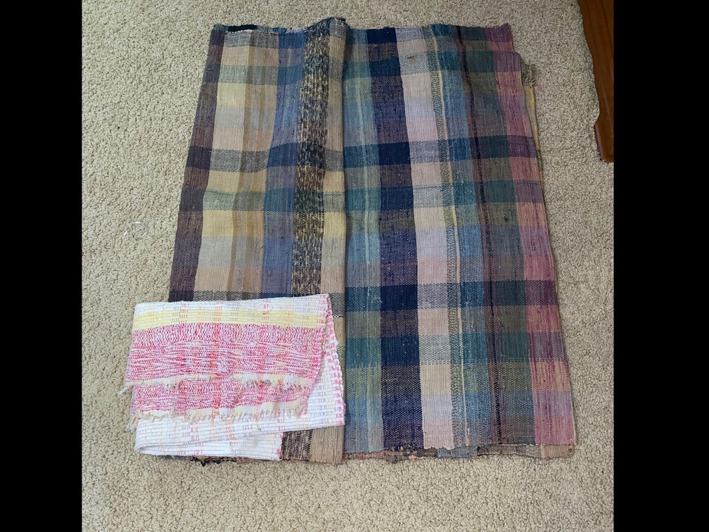 Vintage woven textile - possibly a Japanese Indigo plaid rugs