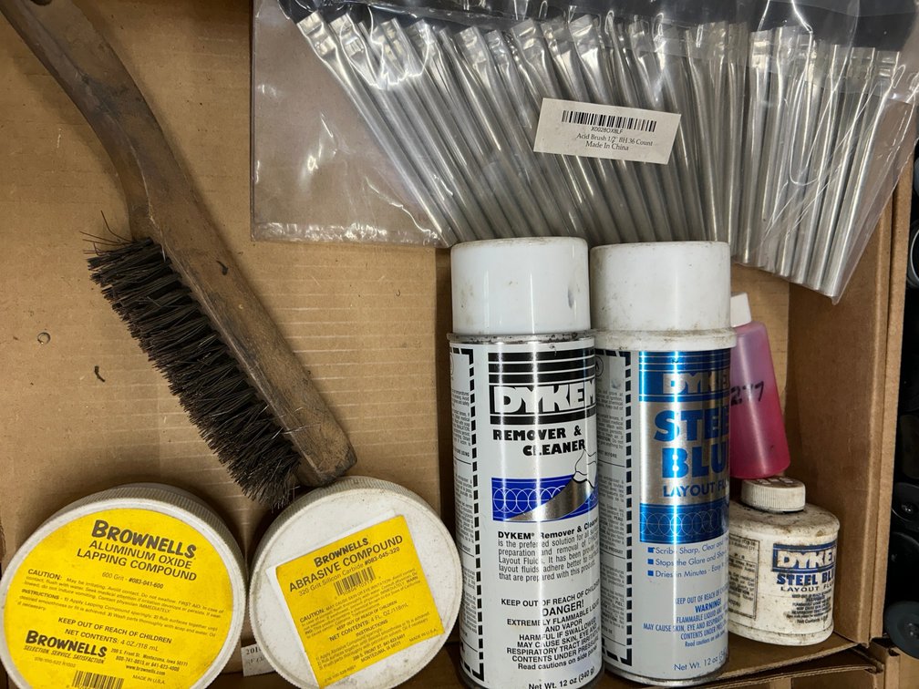 Dykem cleaner, Abrasive compound, brushes and more