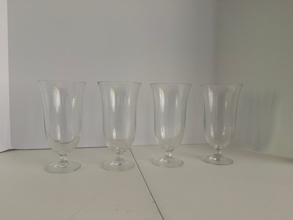 4 Clear Glass Footed Tumblers