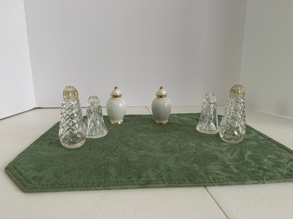 6 Glass and Ceramic Salt and Pepper Shakers
