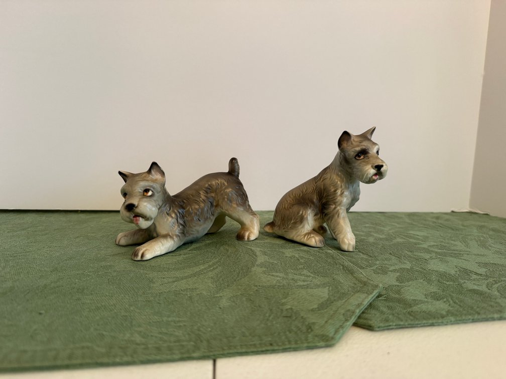 2 Ceramic Schnauzer Figurines