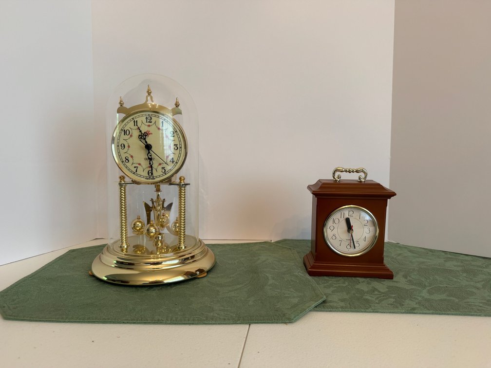 Anniversary Clock and Wooden Mantel Clock