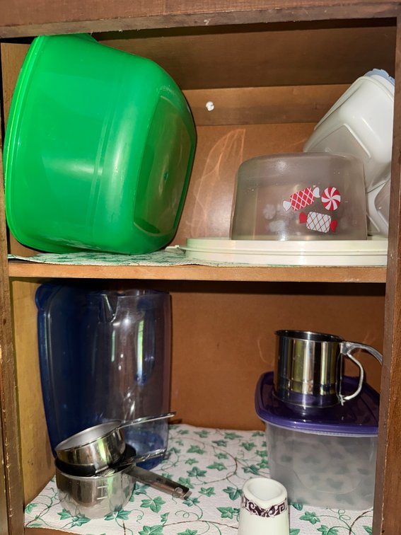 Measuring Cups, Plastic Containers, Metal Sifter
