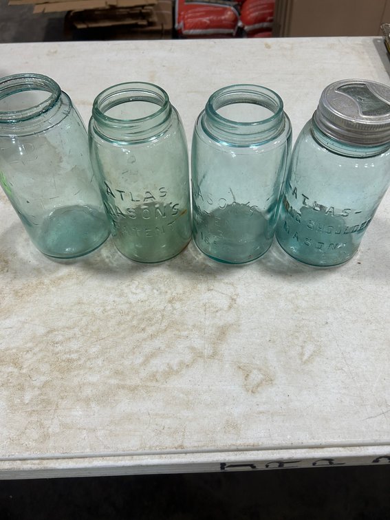 Vintage Blue and Green Mason Jars