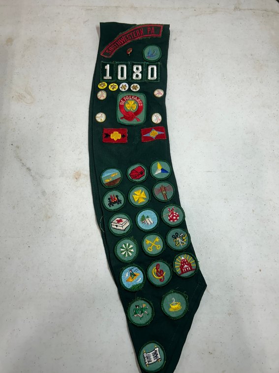 Vintage Girl Scout Sash with Badges