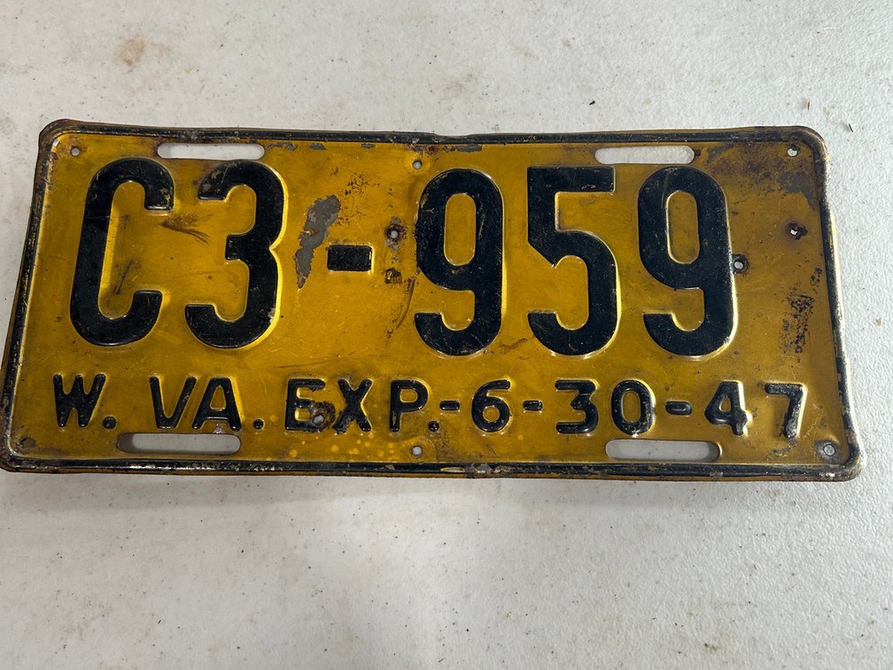 1947 WV License Plate