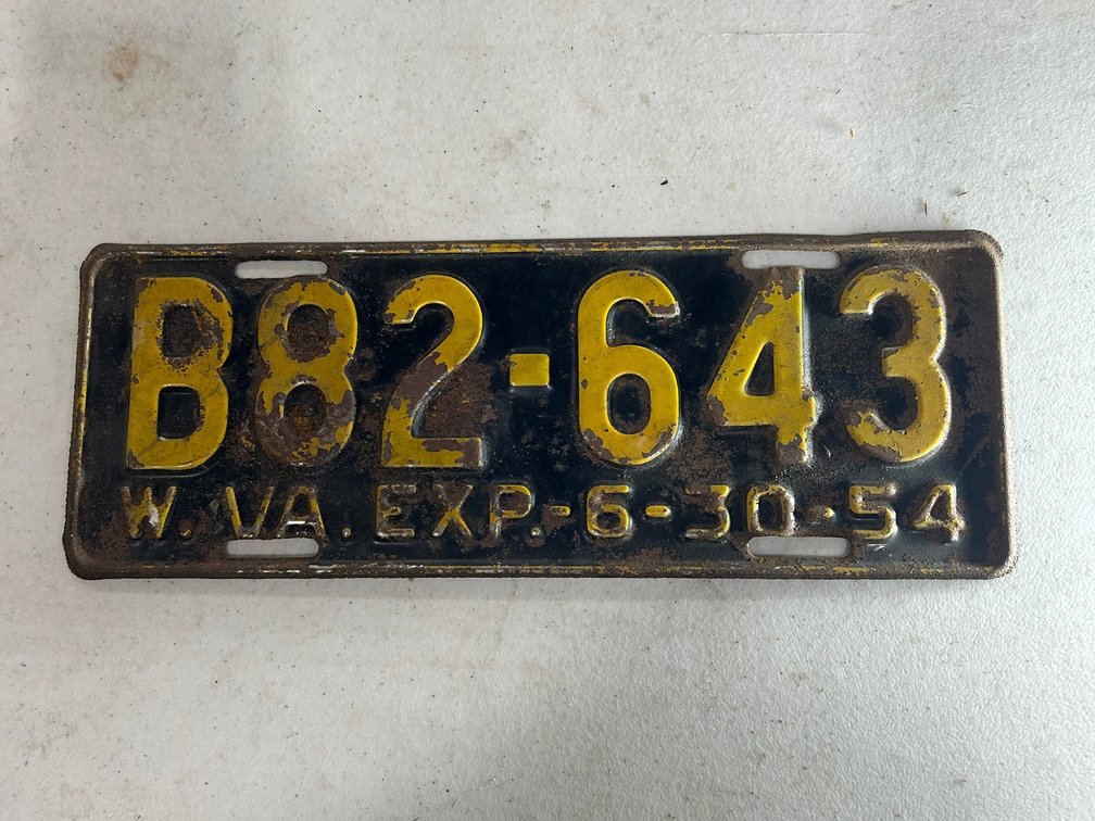 1954 WV License Plate