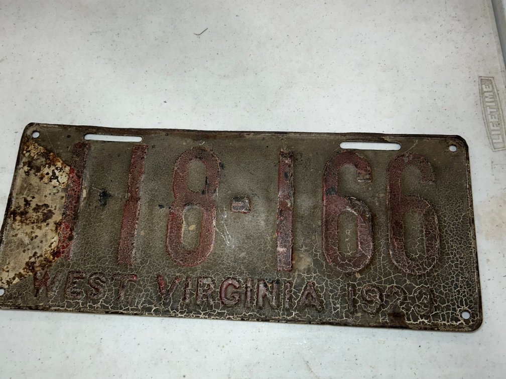 1923 WV License Plate
