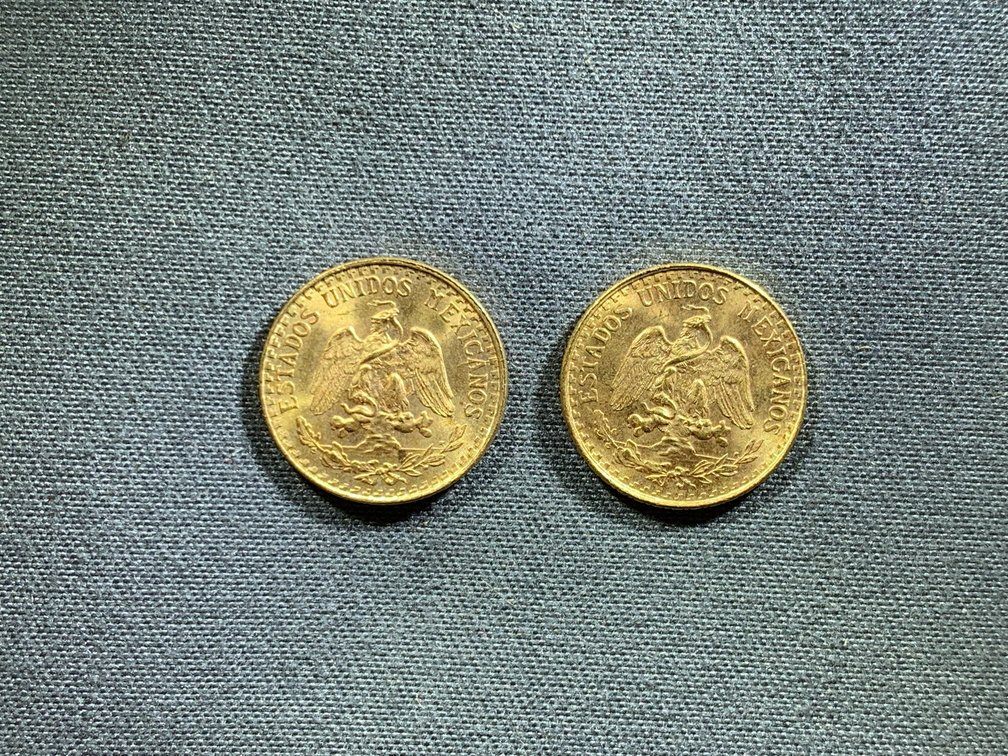 (2) 1945 Mexican Gold 2 Pesos