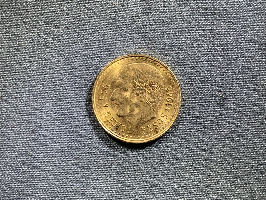 1945 Mexican Gold 2 1/2 Pesos