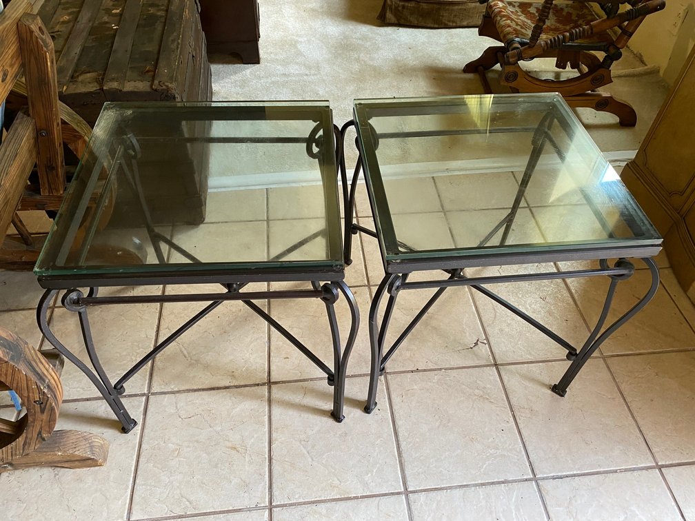2 Glass top end tables