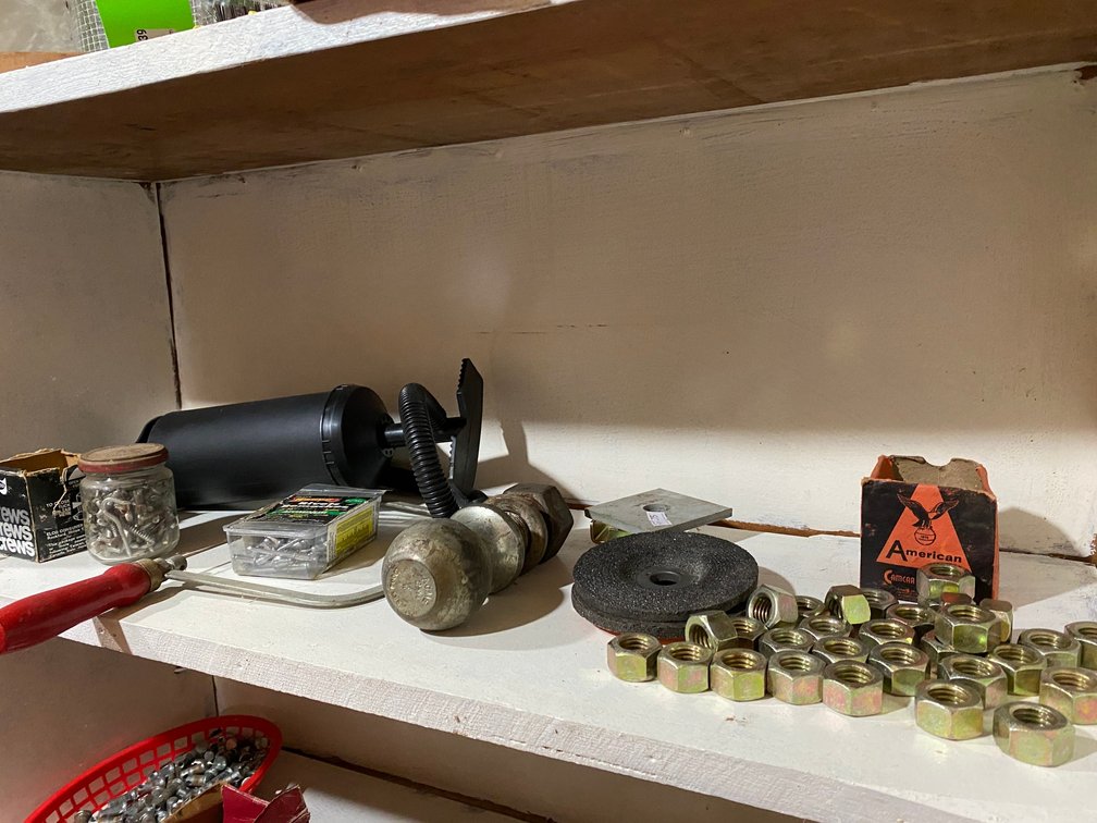 Nuts, screws, air pump, ball