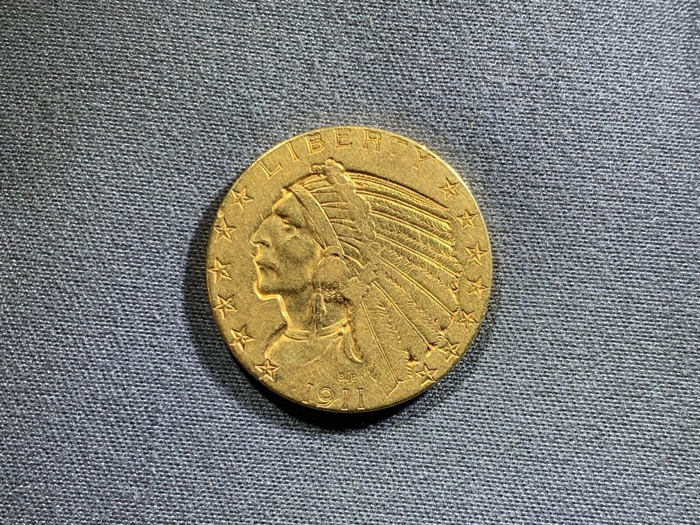 1911 $5 Indian Gold Half Eagle