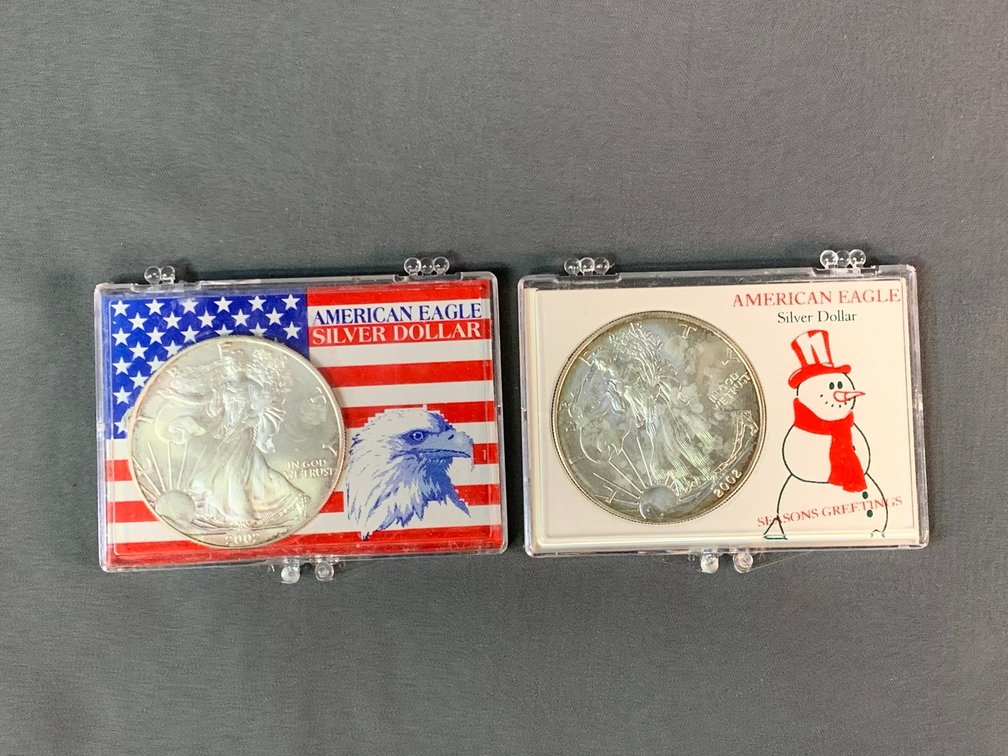 (2) 2002 American Silver Eagles