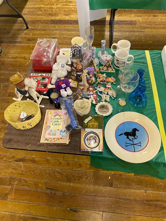 Glassware, Toys, Blue Candle Holders, Misc.