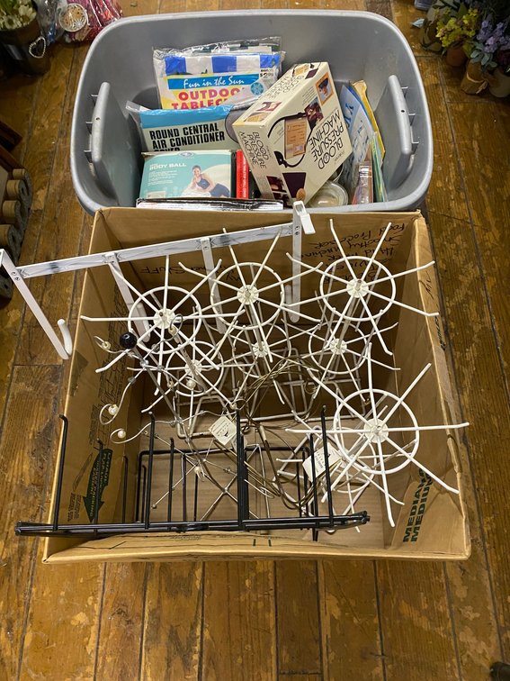 Metal Racks, Blood Pressure Machine, Candles, Etc.