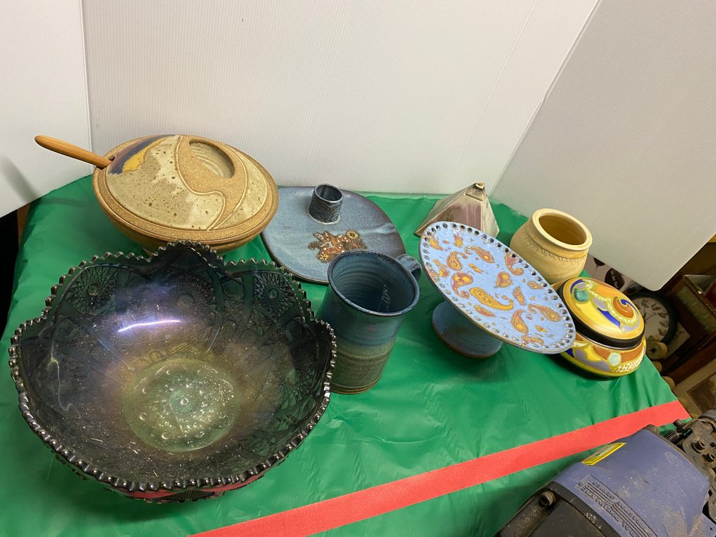 Carnival Glass bowl, Pottery, Etc.
