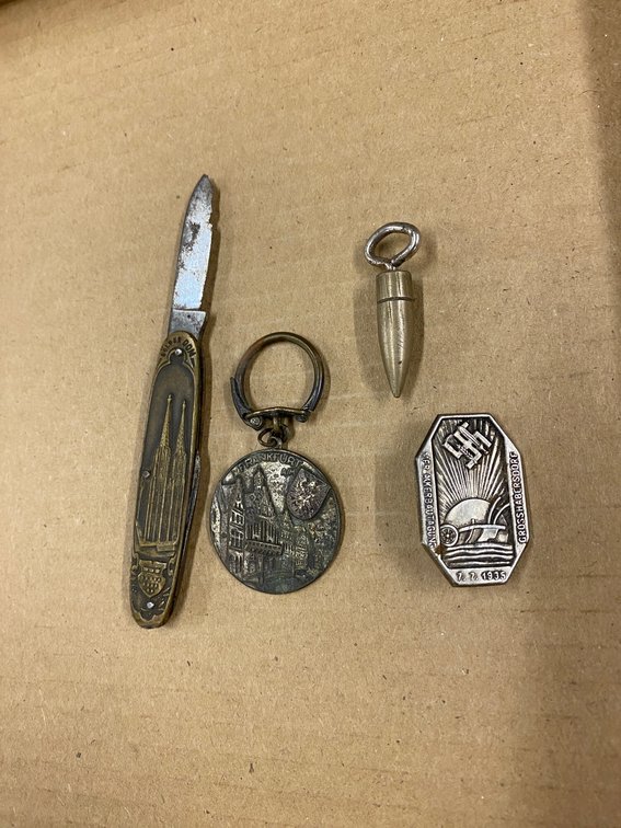 World War II Era German Pin, Frankfurt Germany Keychain, Related Items