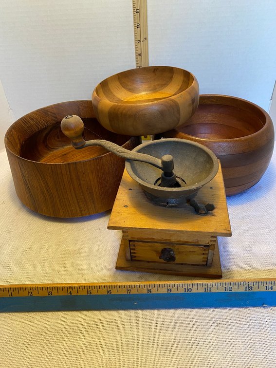Coffee Grinder, 3-Wooden bowls