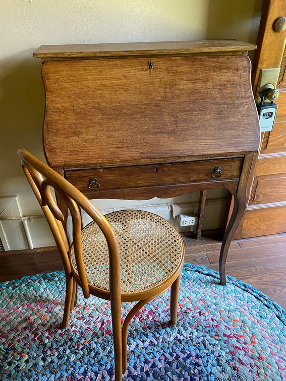 Early Wooden Slant Front Desk chair,