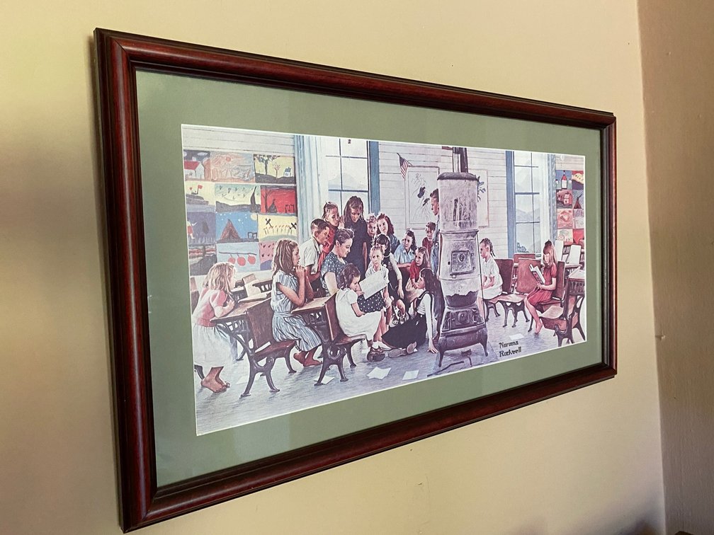 Norman Rockwell Print of Children in a One Room School