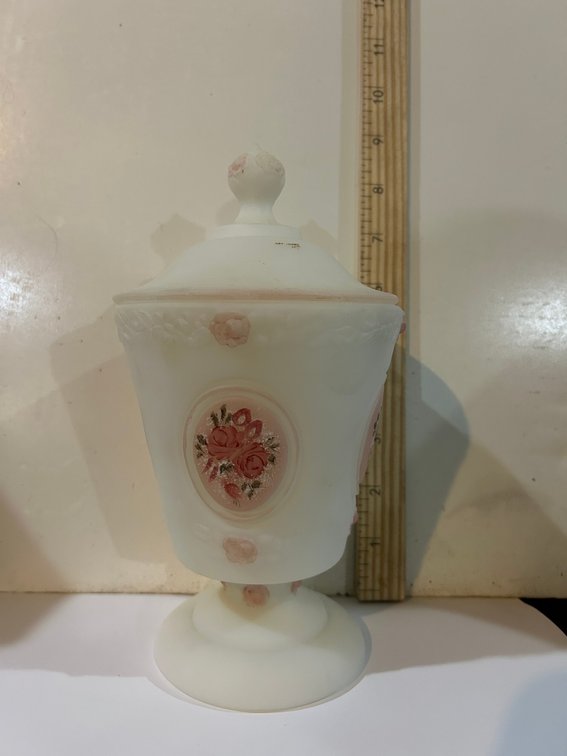 Fenton Hand Painted Covered Candy Dish