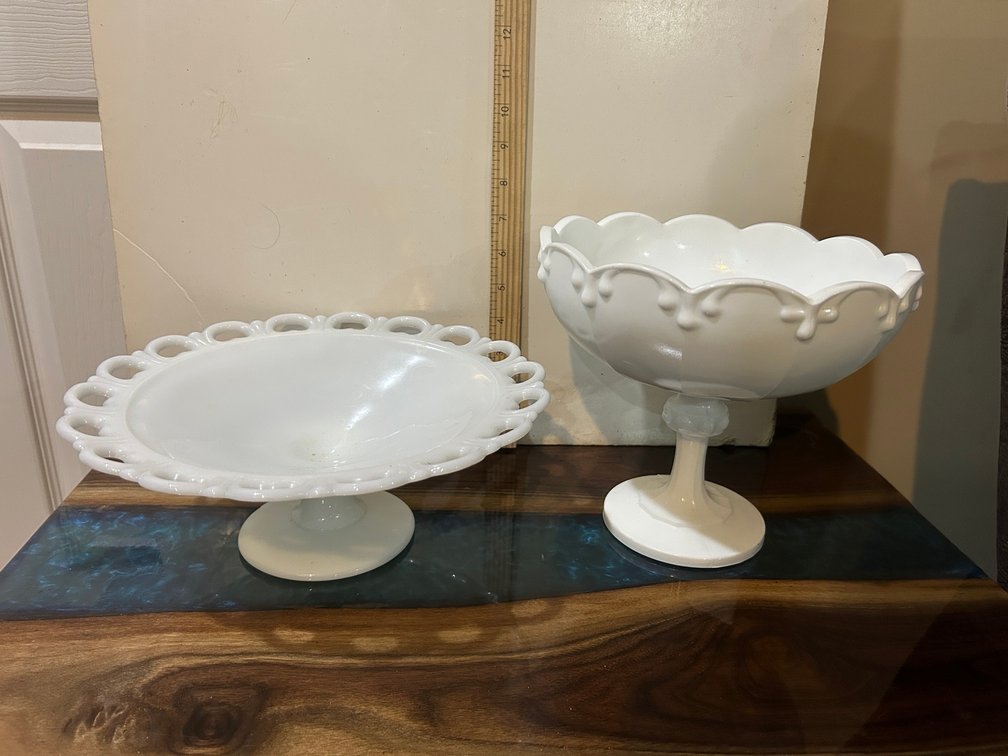 Milk Glass Candy Dish, Footed Compote
