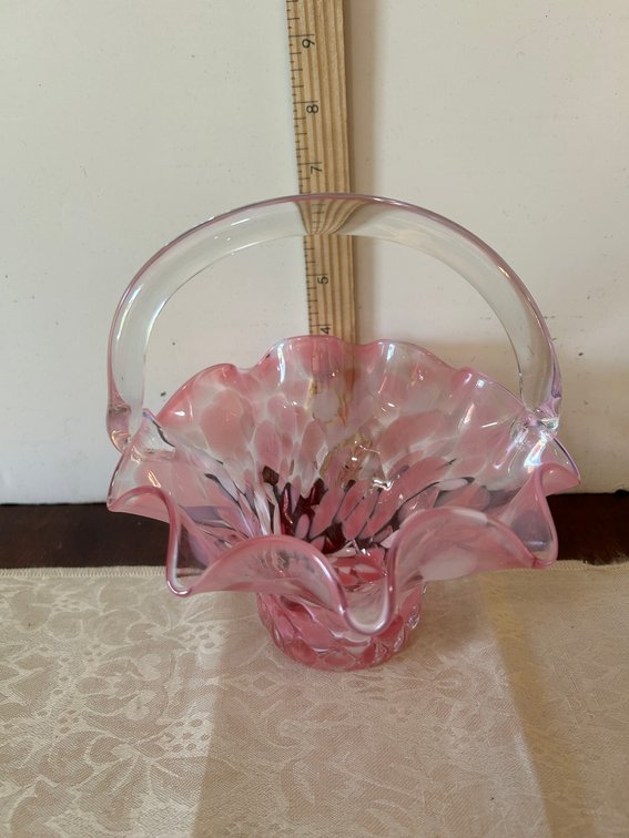 Ruffled edge glass basket
