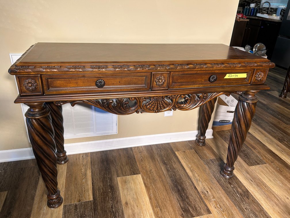 Ornate Library Table with Drawers